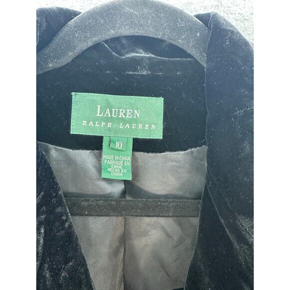 VTG LRL Ralph Lauren Womens 10 Double Breasted Velvet Blazer Gold Buttons - Picture 3 of 13